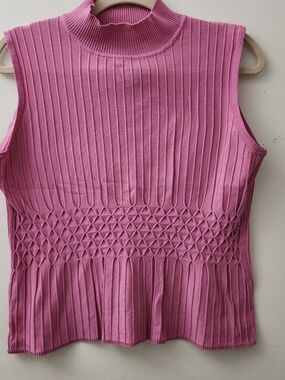 JohnPaulRichard Pink Sleeveless Ribbed Mock Neck Top